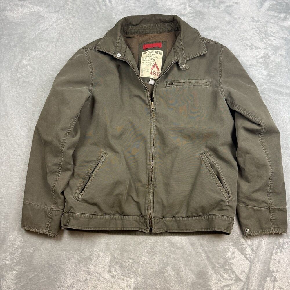 Y2K Surplus Gear Old Navy Mens Medium Olive Green Military Utility Jacket 486